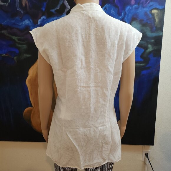 Coldwater Creek Linen Tunic Size M White Lace and Pattern - Picture 10 of 16